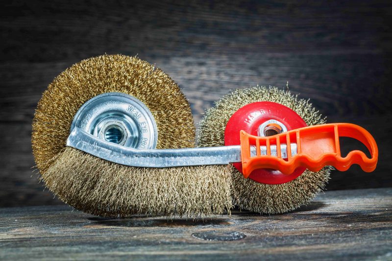 abrasive tools wire brushes on vintage wood